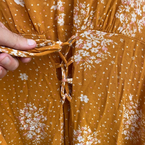 Floral Mustard Yellow Dress SunDress - Picture 2 of 9